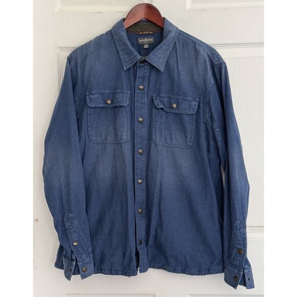 L.L. Bean Men's Signature Blue Denim Cloth Snap Shirt Slim Fit Pockets Sz XL - Picture 1 of 10